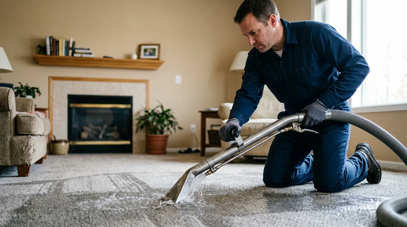 Water damage restoration technician working near Yorkville, IL